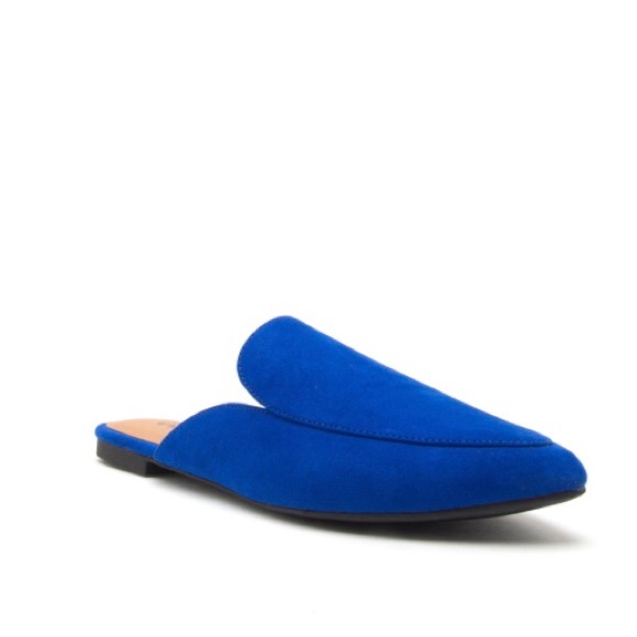 JUST IN! Blue Vegan Suede Slide Loafer Style Mules - Picture 7 of 8